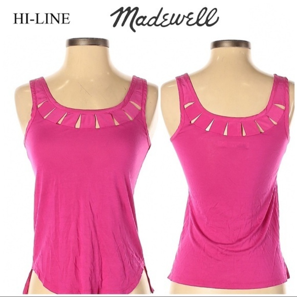 Madewell Fuschia Pink Tank Silk Cutout Neck